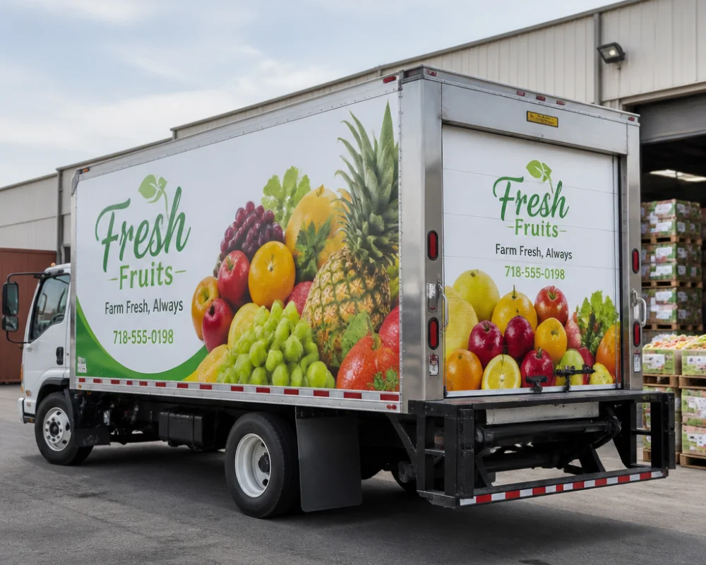 Branded truck wraps for fresh fruit delivery services