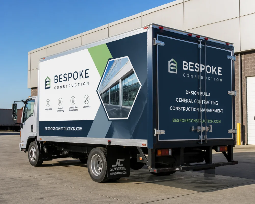 Commercial truck wraps with custom business graphics