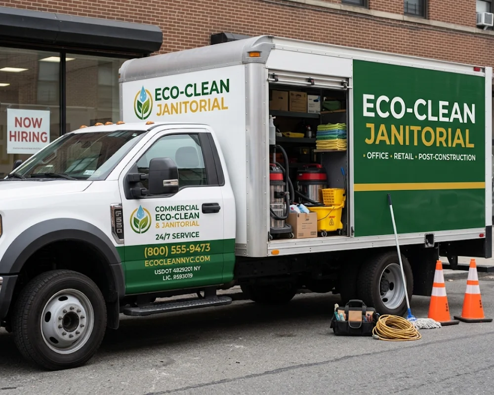 Business vehicle lettering for a commercial cleaning service