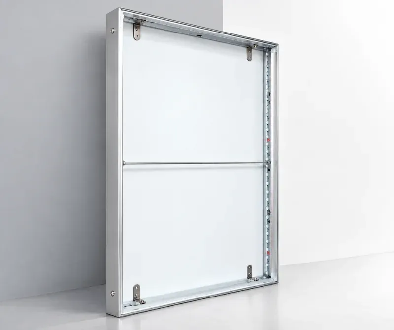Wall mounted SEG frame for fabric wall graphics