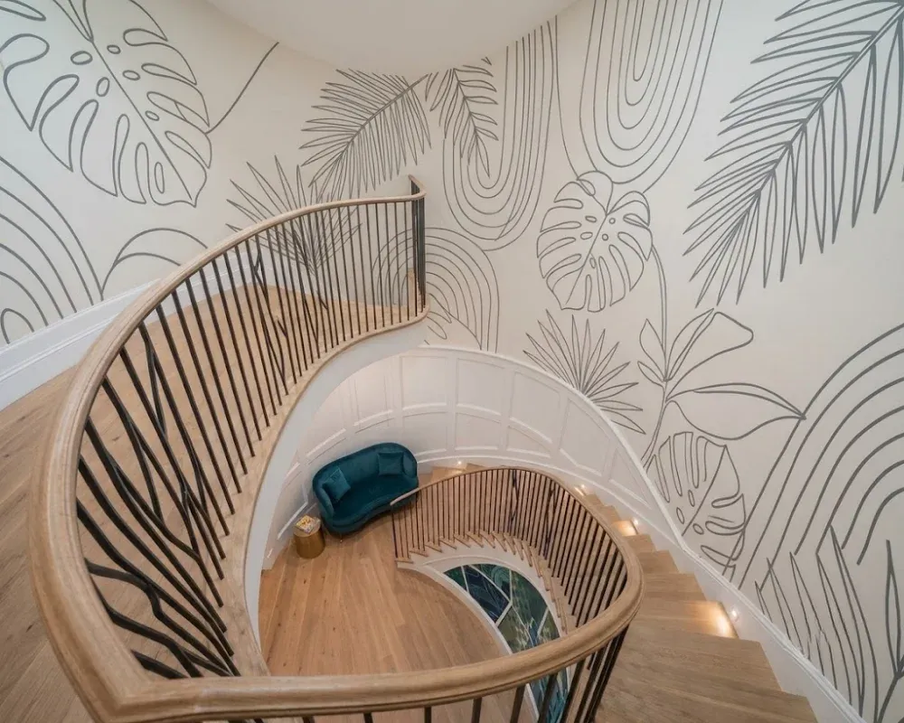 Wall wrap installation featuring custom botanical wall graphics