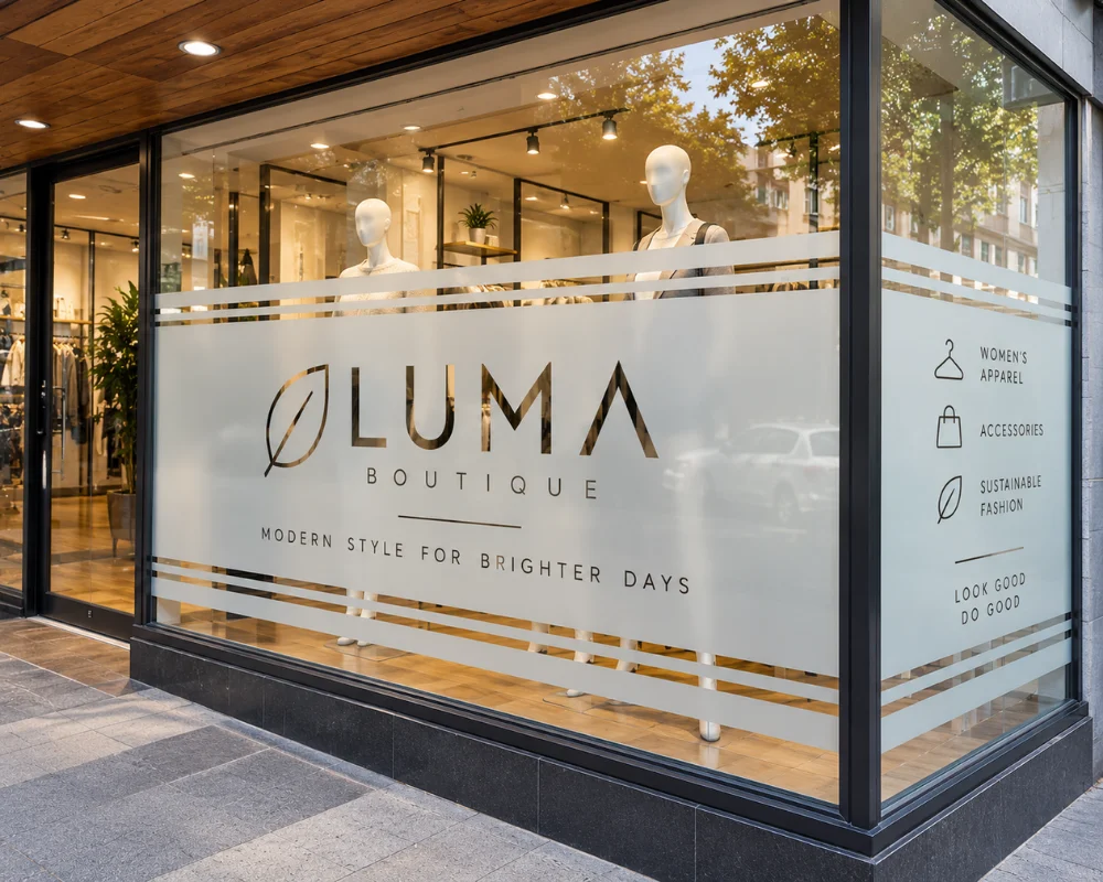Window frosting services for boutique storefront privacy