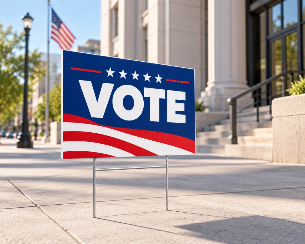 Corrugated yard signs for outdoor voting campaign advertising