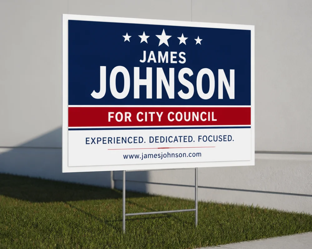 Custom printed yard signs for political campaign promotion and voting